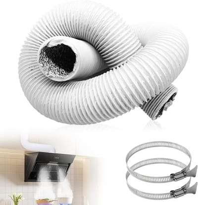 Flexibele PVC Afvoerslang 6 m, Diameter 100 mm, Aluminium Ventilatieslang met 2 Slangklemmen voor Kweektent en Droger, Ideaal voor Thuisgebruik