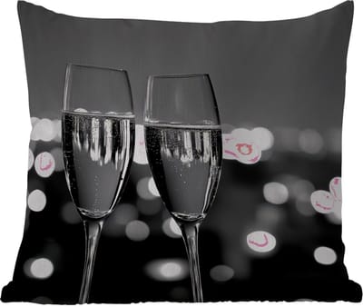 Tuinkussen - Bubbels - Proosten - Champagneglazen - Stadslichten - 40x40 cm - Weerbestendig