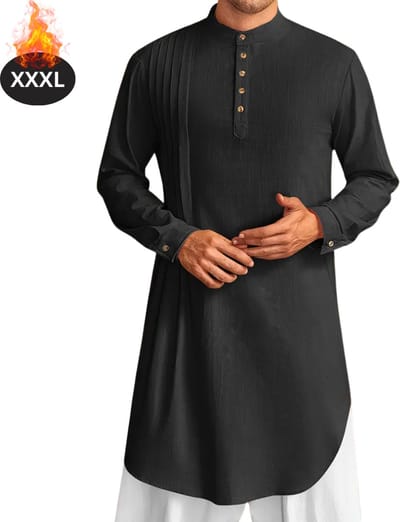 Nivard Islamitische Kleding - Djellaba Heren - Moslim Kleding - Arabisch Mannen Kaftan - Alhamdulillah - Zwart XXXL