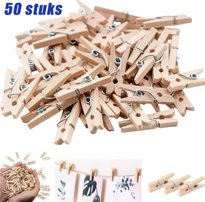 50 stuks wasknijper - kleine houten wasknijpers - Wasknijpers Hout - Knijpers Hout - 3.5*0.7cm - Voor Decoratie & DIY perfect voor het maken van kleine en verfijnde houten decoratieve klemmen Ideaal om foto's aan de muur te hangen