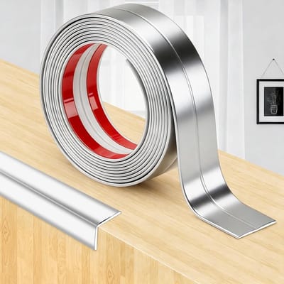 Zelfklevende sierlijsten 6 cm x 3 m voor flexibele randbescherming, wandhoekprofiel en hoeklijst in zilver