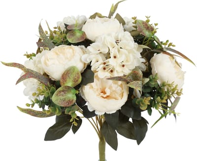 Countryfield Kunstboeket Hortensia & Pioen 53 cm – Wit – Kunstbloemen