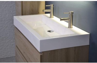 INK Momento Wastafel 120x45x9cm 1 wasbak zonder kraangaten Polystone glans wit