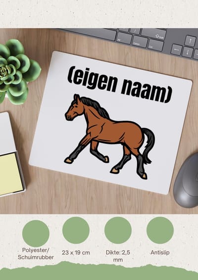 Akyol - rennend paard met eigen naam Muismat - Paarden - dieren liefhebber - iemand die houdt van paarden - verjaardag - cadeau - kado - geschenk - 23 bij 19 cm
