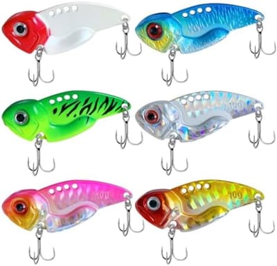 PolkaHome Hard Viskunstaas Set, 6 Stuks Crank Lokt Kit met Spinner Blades, 3D Ogen voor Diepzee Vissen, Verstelbaar Kunstaas voor Hengelaars