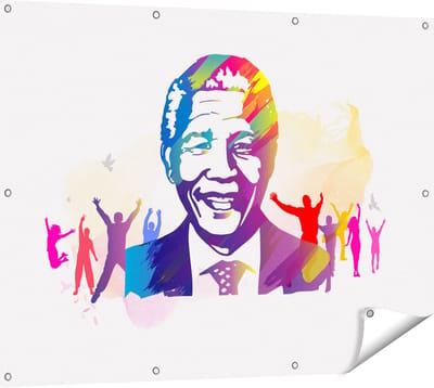 Gards Tuinposter Nelson Mandela - 120x90 cm - Tuindoek - Tuindecoratie - Wanddecoratie buiten - Tuinschilderij