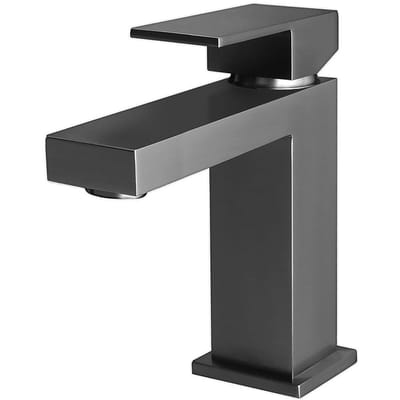 Wastafelkraan - Wastafelmengkraan - Leoni Crinty - Opbouw - Vierkant - PVD - Gunmetal Grijs
