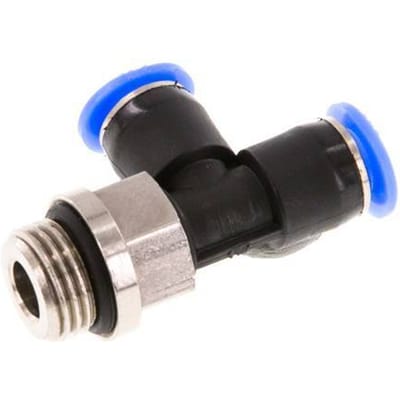 4mm x G1/8'' rechte hoek T-stuk Messing/PBT Insteekfitting Buitendraad Draaibaar Compact Ontwerp NBR [2 Stuks]
