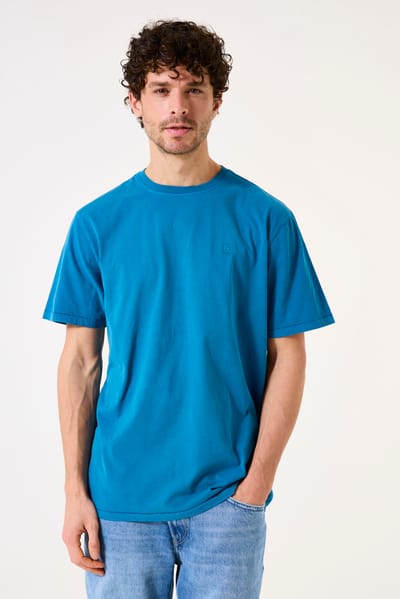 GARCIA Heren Effen T-shirt Blauw Korte mouw