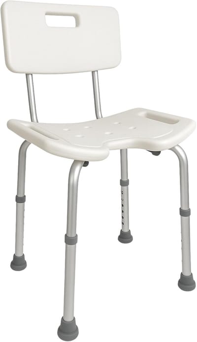 Douchestoel - Badkruk met rugleuning - Veilig douchen - In hoogte verstelbaar - 73-885 cm - Wit