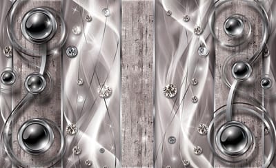 Silver Grey Black Abstract Modern Art Photo Wallcovering