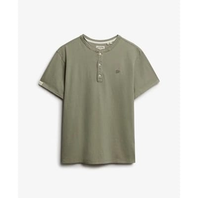 Superdry - Classic Cotton Linen Korte Mouw Henley T-shirt - Heren - Tops