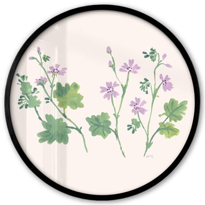 Poster in lijst Rond - Fotolijst 40x40 cm - Posters - Bloemen - Planten - Beige - Roze - Ronde posterlijst zwart - Decoratie - Wanddecoratie woonkamer - Muurdecoratie slaapkamer