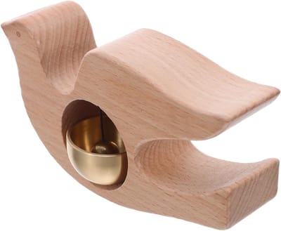 Magnetische Deurbel - Houten Klokje - Bezoekers Melder - Vogelvorm Decoratie - 12 cm Lengte - Khaki