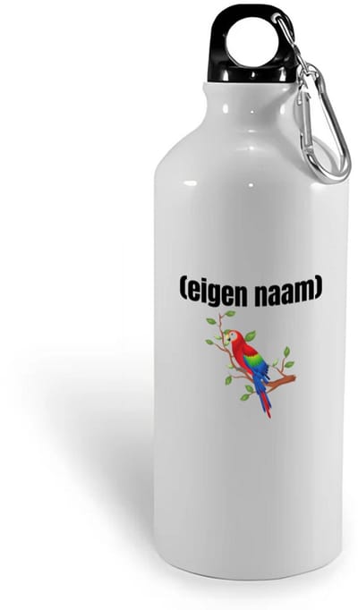 Hacebo® - papegaai op een tak met eigen naam waterfles - Papegaai - papegaai liefhebbers - iemand die houdt van papegaaien - verjaardag - cadeau - kado - water fles - 400ML