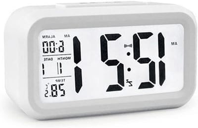 Wekker Klok - Digitale Tafelklok - Ontwaken en Informeren - Met 8 Melodieën - 137x50x75MM - Wit