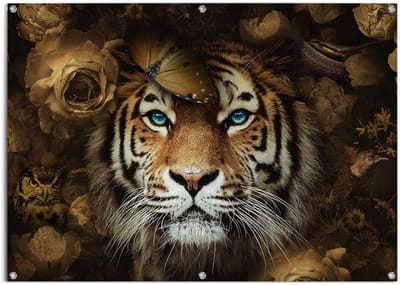 Tuinposter Tijger - 100 x 140 - Canvas - REINDERS