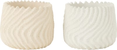 J-Line bloempot maris - cement - wit/creme - large - 2 stuks