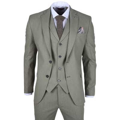 Heren Sage Tailor Fit 3-delig Linnen Zomer Trouwsuit