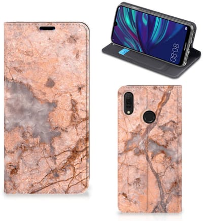 Standcase Hoesje voor Huawei Y7 hoesje Y7 Pro (2019) Standcase Marmer Oranje