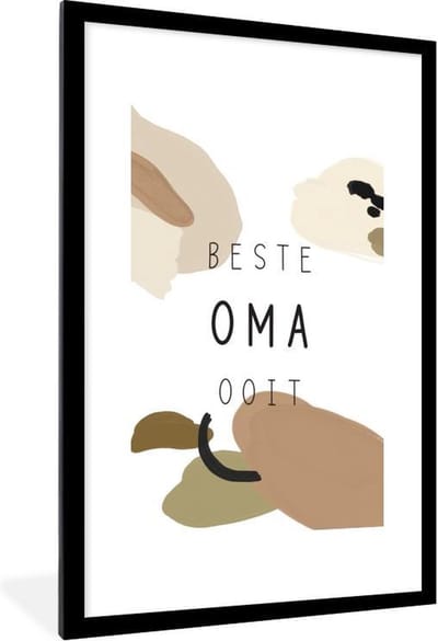 Fotolijst inclusief poster - Posterlijst 60x90 cm - Posters - Quotes - Beste oma ooit - Spreuken - Oma - Foto in lijst decoratie - Cadeau voor moeder - Moederdag cadeautje