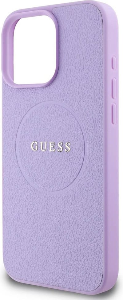 GUESS, Backcover Geschikt voor Apple iPhone 16 Pro Max met korrelige textuur MagSafe, Paars