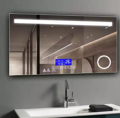 Igoods Badkamerspiegel - Aluminium Badkamerspiegel met LED-verlichting - Wandspiegel - Anti-Condens - IP44 Spatwaterdicht - Rechthoek - 90x70cm