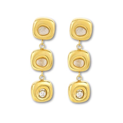 Marama - Oorbellen Veronica Goud - Oorstekers Dames - Stainless Steel met Gouden Plating - Nikkelvrij - Kristal - Edelsteen Cat's Eye - cadeau dames