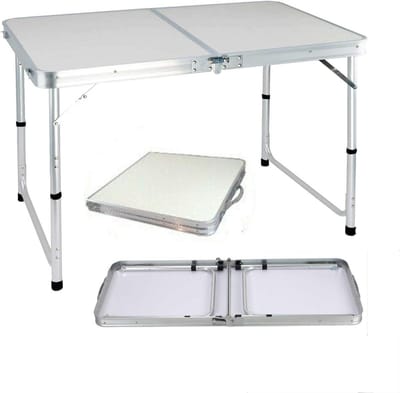 Opvouwbare Campingtafel - Klaptafel Tuinfeest - Buiten Bijeenkomsten - Verstelbaar 3 Hoogtes - 120 cm - Wit