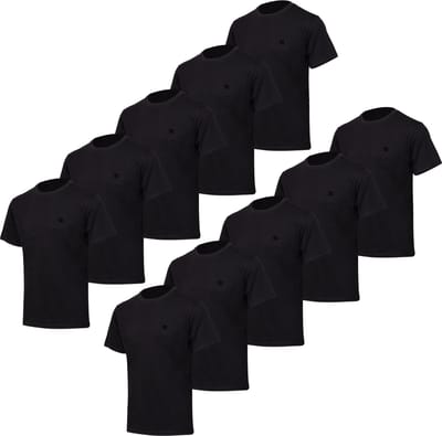 BOXR Underwear - T Shirt Heren - Regular Fit - Bamboe & Biologisch Katoen - 10-Pack Zwart - Ronde Hals - Zijdezacht & Ademend