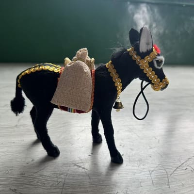 1 pièce d'Âne Soufflé Noir Fait Main Ornement Décoration de Fête Artisanale Collection d'Animaux de Ferme pour Sapin de Noël Cadeau d'Anniversaire noir