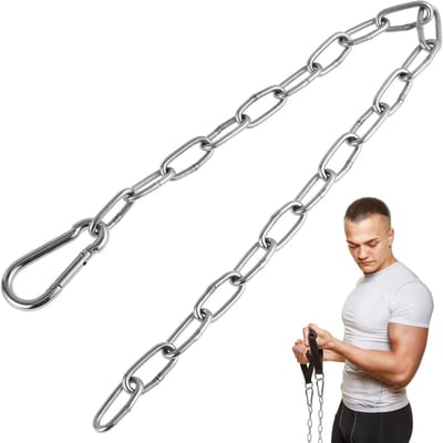Fitness Machine Handgreep - Verlengketting Accessoire - Kracht Training - Verstelbare Ketting - 60 Centimeter - Zilver