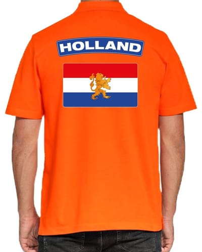 Holland thema supporter poloshirt - shirt - oranje - voor heren - Koningsdag / EK WK XXL