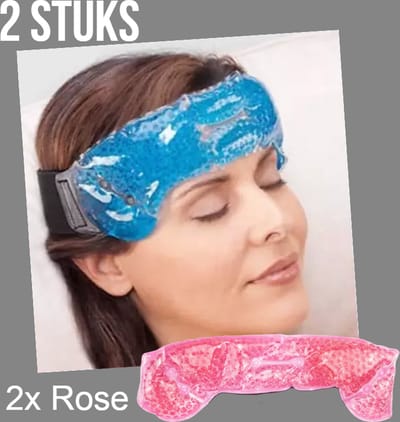 Allernieuwste.nl® SET 2st Warm of Koud GEL PAREL Migraine Hoofdband of Nekband - 2 stuks Rose