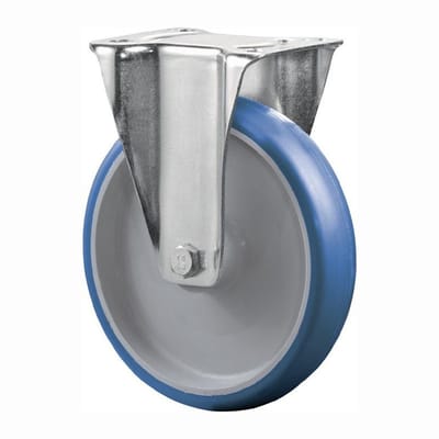 Bokwielen Polyurethaan blauw Rollager Wiel Ø 80 mm 125 kg - L410....