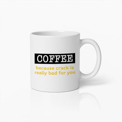 Koffie Omdat Crack Echt Slecht Voor Je Is Mok 330ml | Grappige Koffiebeker Cadeau voor Cafeïneliefhebbers & Vrienden