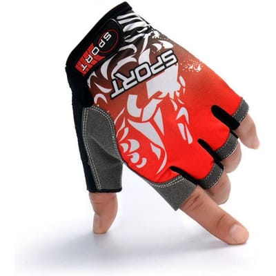 Gants de cyclisme demi-doigt, coussinet de Gel antidérapant, respirant, pour moto, vtt, vélo de route M red