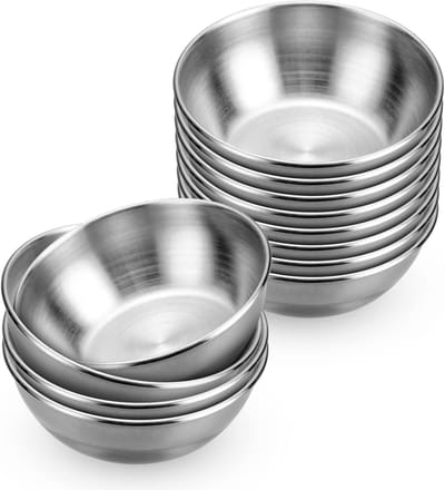Sausbakjes - Dipbakjes - Kleine ronde sausbakjes - Voorgerechtbakjes - Sojasaus sushibakjes - 12 stuks - Sausbakjes - 3,3 inch - Sausbakjes van roestvrij staal