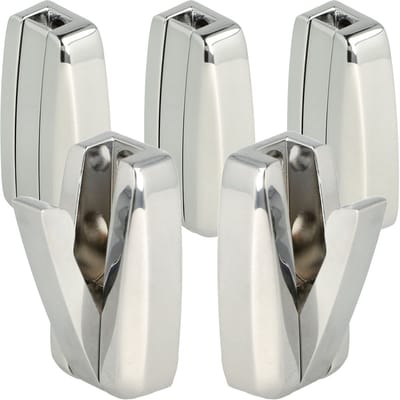 SOTECH 5-delig opklapbare haken HIPPO gepolijst chroom met veer Metalen jashaken, ruimtebesparend, ideaal voor kleine ruimtes zoals in caravans