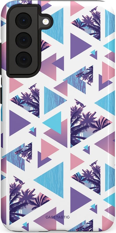 Casetastic Hoesje Geschikt voor Samsung S21 FE - Stijlvolle Beschermende Duo-layer Case - Zomervibe geometrie