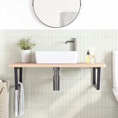 vidaXL - Badkamer - wandschap - staal - en - massief - beukenhout