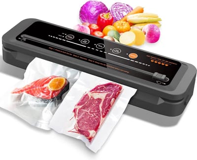 Vacuümzuiger, 80 kPa zuigkracht, zakken en snijder inbegrepen, compacte one-touch automatische voedselsealer met extern vacuümsysteem, 'Dry' en 'Moist' modus voor alle besparingsbehoeften