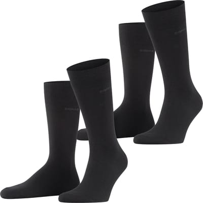 Esprit Basic Uni 2-Pack eenkleurig katoen multipack sokken heren zwart - maat 39-42