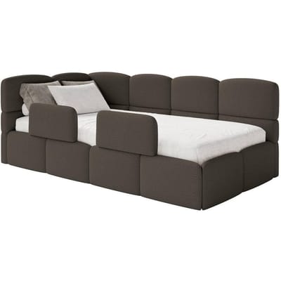 Jeugdbed incl matras Chloe links bouclé 90x200 met opbergruimte en rails | NADUVI Collection