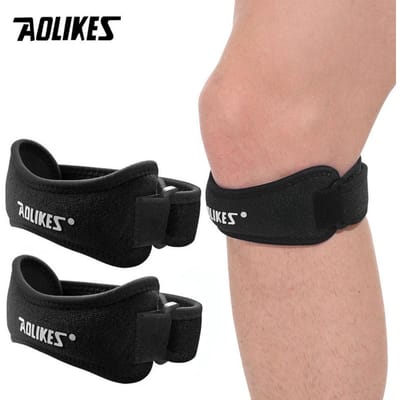 Aolikes 1 Paire Genouillères Pour Douleur au Genou Rotule Genou Support Ergonomique Sangle Stabilisateur Rotulien Réglable Convient Pour Basketball Course à Pied white