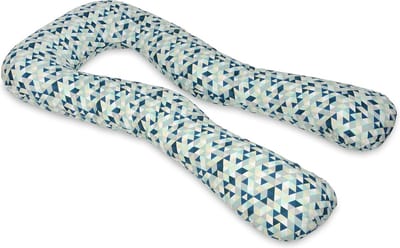 Zwangerschapskussen - 300 cm - 100% katoen - blauwe tinten driehoekjes