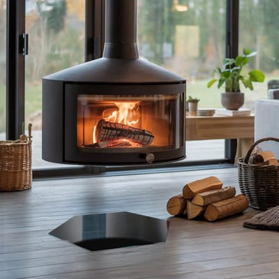 Coloray Vloerplaat Houtkachel - Plaat onder Houtkachel - 40 cm x 34 cm - Kachel Onderplaat - Zwart Vloerplaat Kachel - Verwarmingsaccessoires - Onderplaat Kachel - Houtkachel Vloerplaat - Vloerplaat Voor Kachel