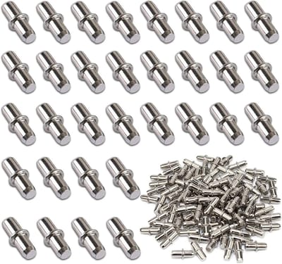 Vloersteunen van metaal voor planken, diameter 5 mm, 100 stuks, zilver, ideaal voor wandplanken en meubels