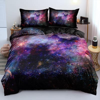 Luxe Galaxy donkerblauw beddengoedset Twin Queen Kingsize dekbed/dekbedovertrek Set Shining Stars Starry Sky Trooster Cover 228x228cm 3pcs