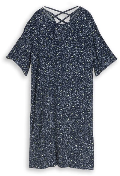 Tom Tailor - Losvallende jurk met uitsnijdingen - Maat 34 - navy small leaves design